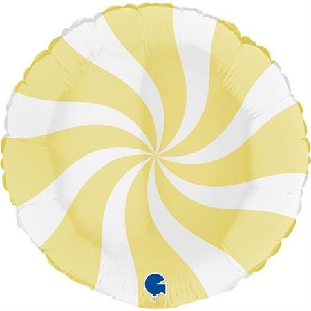 Балон „Swirly“36′ цвят: бебешко жълто и бяло-1бр.