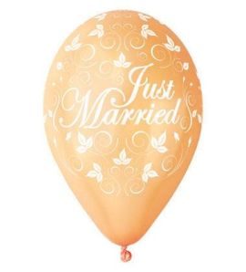 Балони с печат „Just Married и листа“ 12′-100бр.