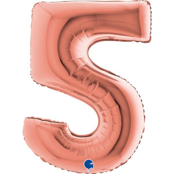 Балон „Цифра 5“ 40′  цвят: розово злато -1бр. в оп.