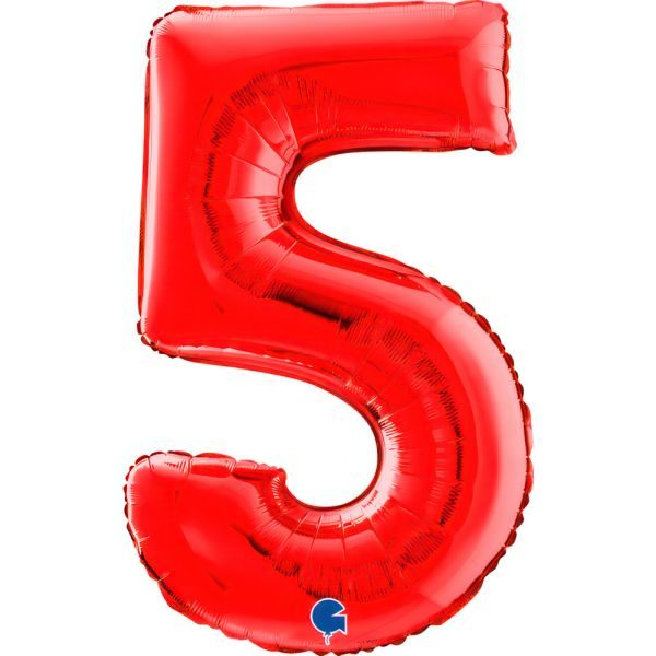 Балон „Цифра 5“ 26′. цвят: червена -1бр. в оп.