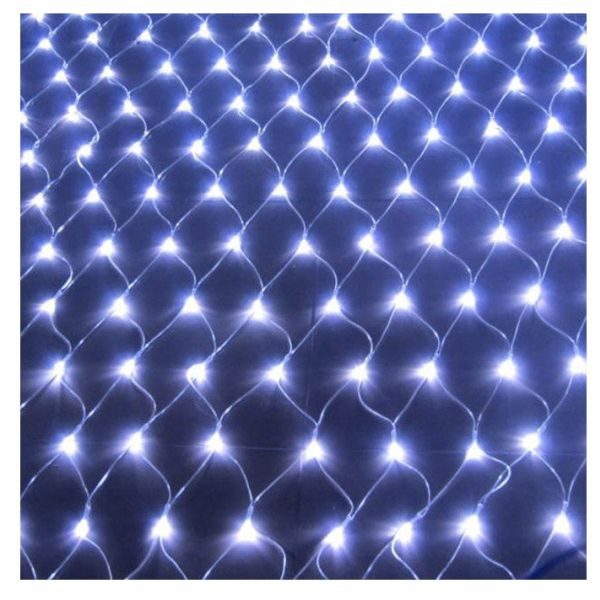 Мрежа LED 120 бели лампички с прозрачен кабел -1бр.