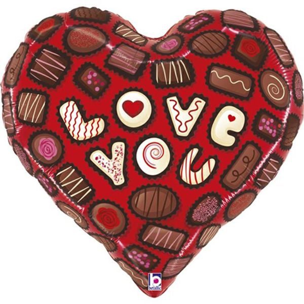 Балон „Сърце- I love you и шоколадови бонбони“ 23′ -1бр. в оп.