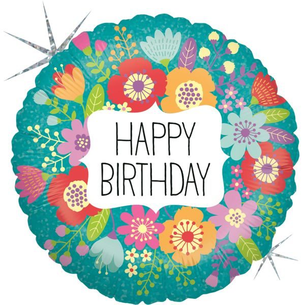 Балон „Happy Birthday-диви цветя“ 18′-1бр.
