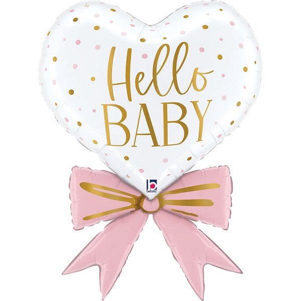 Балон „Сърце с розова панделка Hello Baby“ 29′ -1бр. в оп.