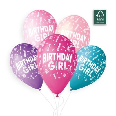 Балони с печат „Birthday girl“ 12′-100бр.