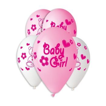 Балони с печат „Baby Girl и мече“ 12′-в опаковка от 25бр. или 100бр.