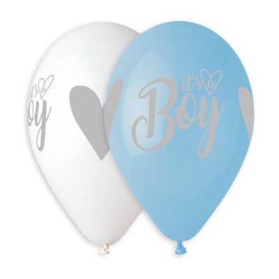 Балони с печат „It’s a boy-сребърен печат“ 13′-50бр.