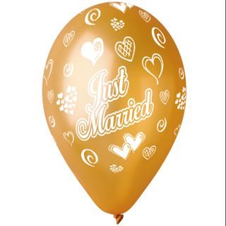 Балони с печат „Just Married и сърца“ 12′-100бр.