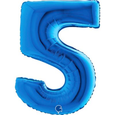 Балон „Цифра 5“ 40′  цвят: синя -1бр. в оп.