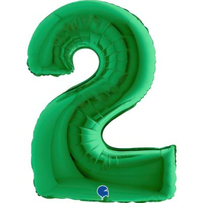 Балон „Цифра 2“ 40′. цвят: зелена -1бр. в оп.