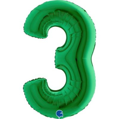 Балон „Цифра 3“ 40′. цвят: зелена -1бр. в оп.