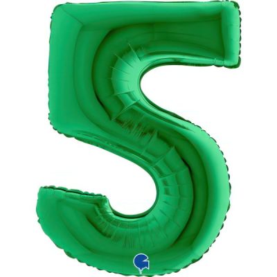 Балон „Цифра 5“ 40′  цвят: зелена -1бр. в оп.