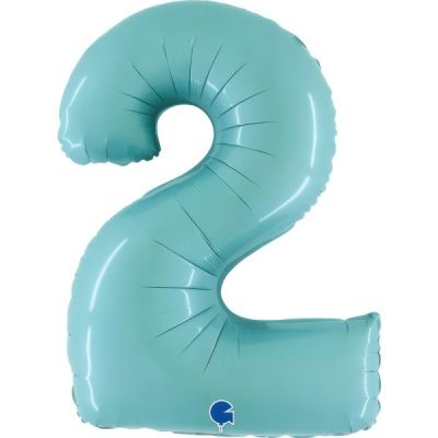 Балон „Цифра 2“ 40′. цвят: бебешко синя -1бр. в оп.