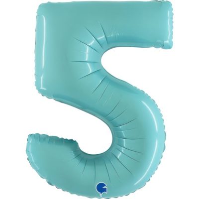 Балон „Цифра 5“ 40′  цвят: бебешко синя -1бр. в оп.