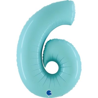 Балон „Цифра 6“ 40′  цвят: бебешко синя -1бр. в оп.