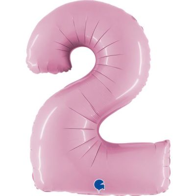 Балон „Цифра 2“ 40′. цвят: бебешко розова -1бр. в оп.