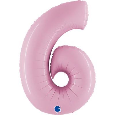 Балон „Цифра 6“ 40′  цвят: бебешко розова -1бр. в оп.