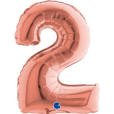 Балон „Цифра 2“ 14′. цвят: розово злато -1бр. в оп.