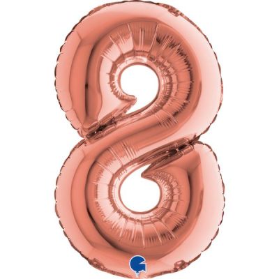 Балон „Цифра 8“ 14′  цвят: розово злато -1бр. в оп.