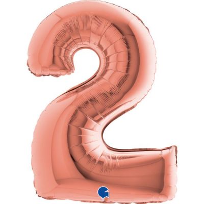Балон „Цифра 2“ 40′. цвят: розово злато -1бр. в оп.