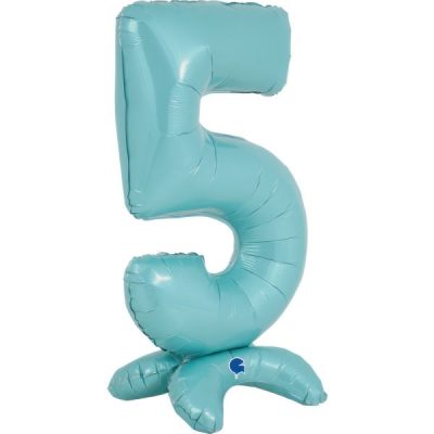 Балон „Цифра 5“ 25′ със стойка  цвят: бебешко синя -1бр. в оп.