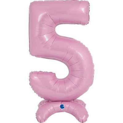 Балон „Цифра 5“ 25′ със стойка  цвят: бебешко розова -1бр. в оп.