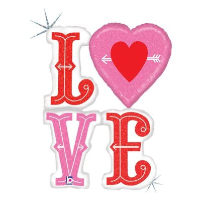 Балон „LOVE сърце със стрела“ 32′ -1бр. в оп.