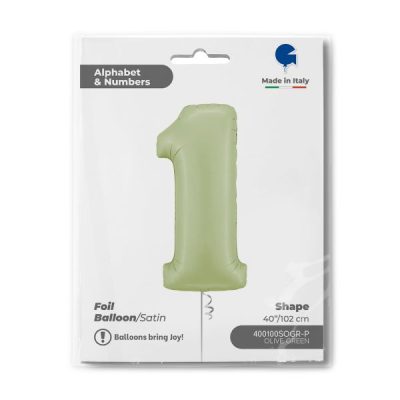 Балон „Цифра 1“ 40′. цвят: маслина -1бр. в оп.