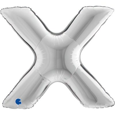 Балон „Буква X“ 40′ цвят: сребро