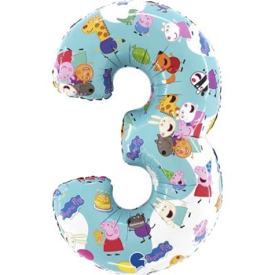 Балон „Цифра 3“ 26′ Peppa Pig -1бр. в оп.