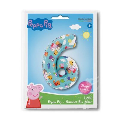 Балон „Цифра 6“ 26′ Peppa Pig -1бр. в оп.