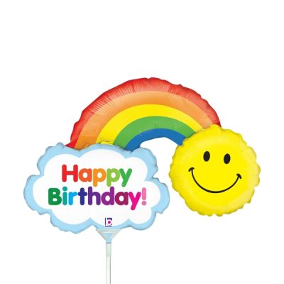 Балони „Усмивка с дъга Happy Birthday“ 14′ -5бр.
