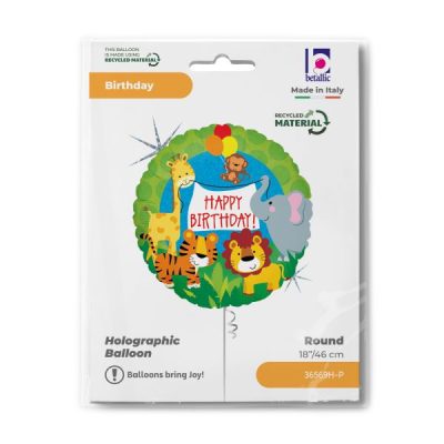 Балон „Happy Birthday-животни в джунгла“ 18′ -1бр. в оп.