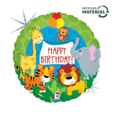 Балон „Happy Birthday-животни в джунгла“ 18′ -1бр. в оп.