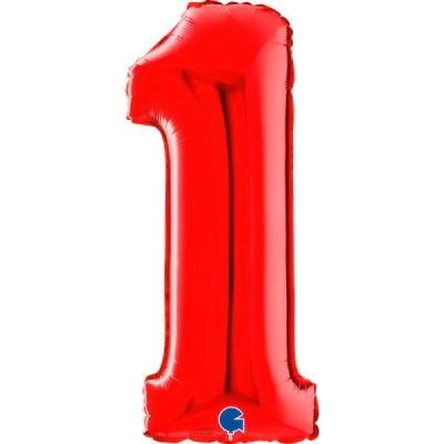 Балон „Цифра 1“ 26′. цвят: червена -1бр. в оп.
