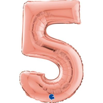 Балон „Цифра 5“ 26′. цвят: розово злато -1бр. в оп.