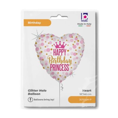 Балон „Сърце- Happy Birthday Princess“ 18′-1бр. в оп.