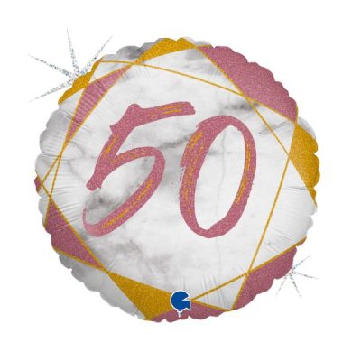 Балон „50-мрамор“ 18′-розово злато-1бр. в оп.