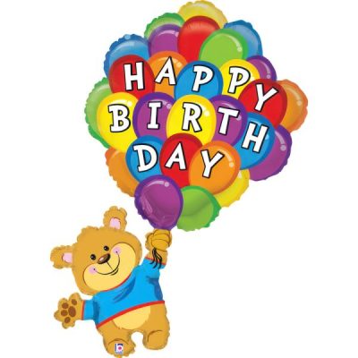 Балон „Мече с балони Happy Birthday“ 34′-1бр. в оп.