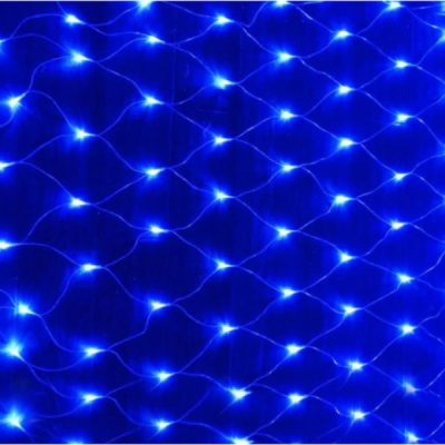 Мрежа LED 120 сини лампички с прозрачен кабел -1бр.