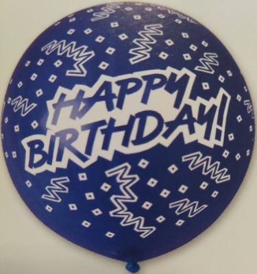 Балон с печат „Happy Birthday и конфети“ 31′ различни цветове-1бр.