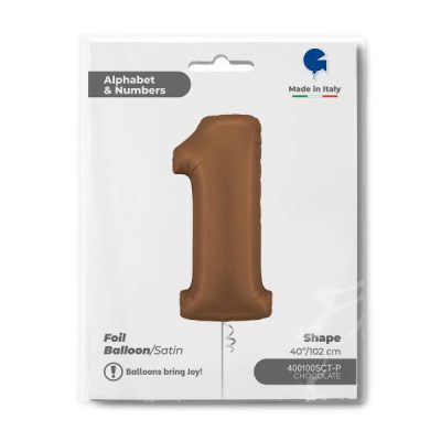 Балон „Цифра 1“ 40′. цвят: шоколад сатен-1бр.