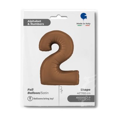 Балон „Цифра 2“ 40′. цвят: шоколад сатен-1бр.
