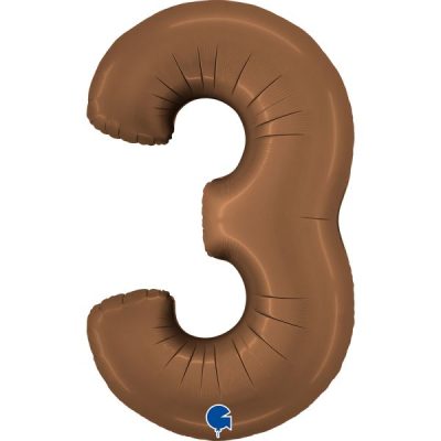 Балон „Цифра 3“ 40′. цвят: шоколад сатен-1бр.