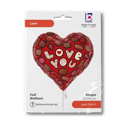 Балон „Сърце- I love you и шоколадови бонбони“ 23′ -1бр. в оп.