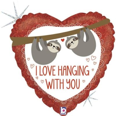 Балон „Сърце с ленивци I love hanging with you“ 18′ -1бр.