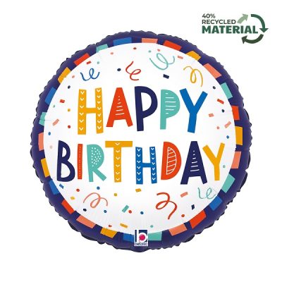 Балон „Happy Birthday с цветни конфети“ 18′-1бр.