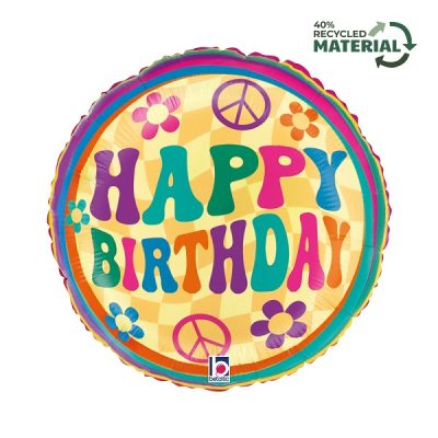 Балон „Happy Birthday хипи маргаритки“ 18′-1бр.
