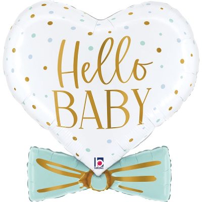 Балон „Сърце със синя панделка Hello Baby“ 29′ -1бр. в оп.