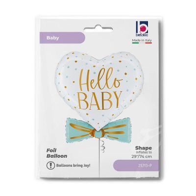 Балон „Сърце със синя панделка Hello Baby“ 29′ -1бр. в оп.